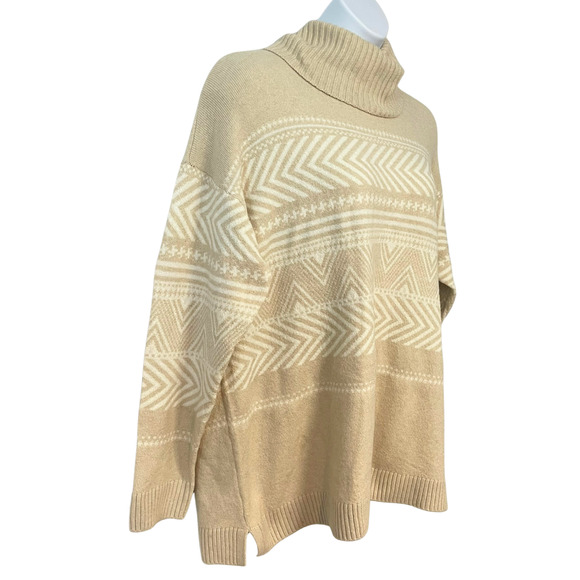 Denim & Co Signature Sz 1X Tunic Sweater Jacquard New Stone Neutral Tan A696705 - Picture 2 of 11